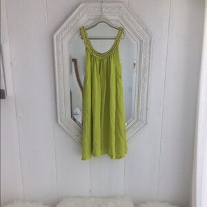 Beautiful lime green, gold-chain neck, mini dress!